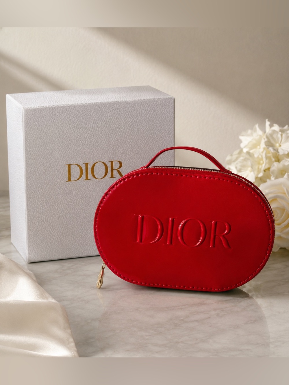 RED DIOR PVC BAG POUCH
